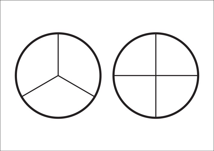 Fraction pie divided into slices fractions vector image