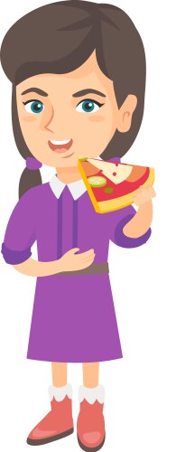 Caucasian girl eating tasty pizza vector image