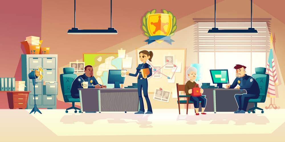 police officers working in office cartoon vector image