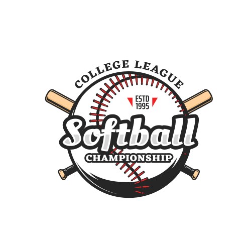 Softball sport icon ball and crossed bats vector image