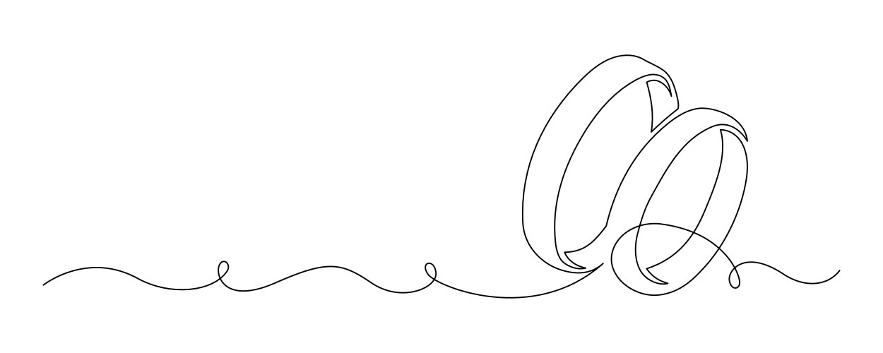 Two wedding rings in one continuous line drawing vector image