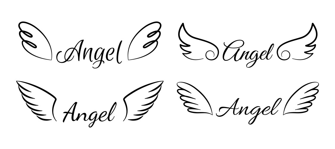 cartoon flying angel wings isolated signatures vector image