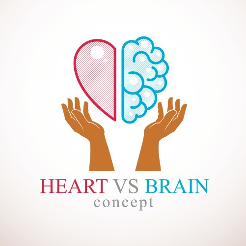 Heart and brain concept conflict between emotions vector image