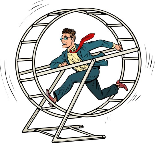 businessman in a squirrel wheel vector image