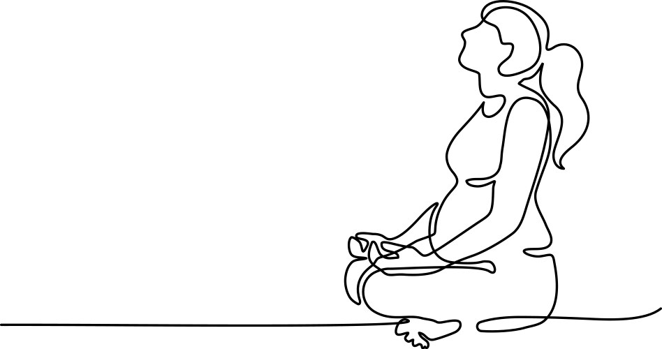 happy pregnant woman making yoga exercise vector image