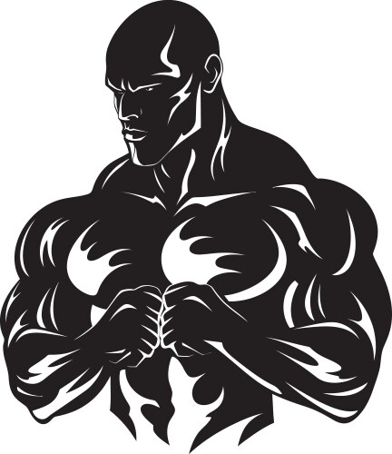 Shadowed strength muscle serenity inkwell vector image