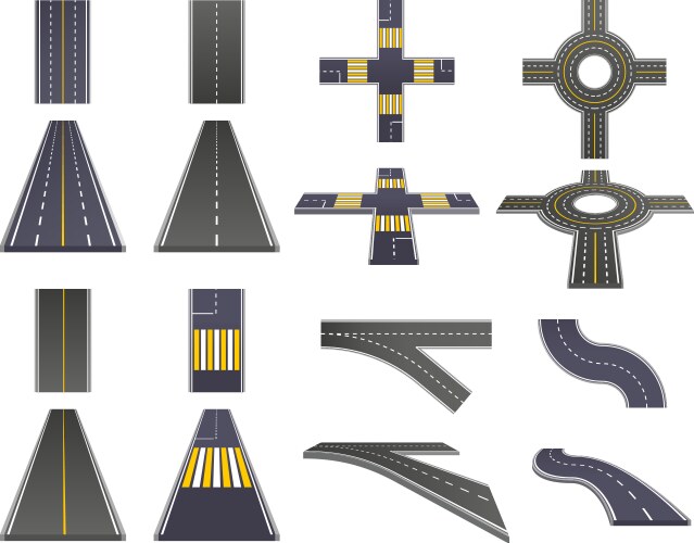 Road parts perspective set vector image