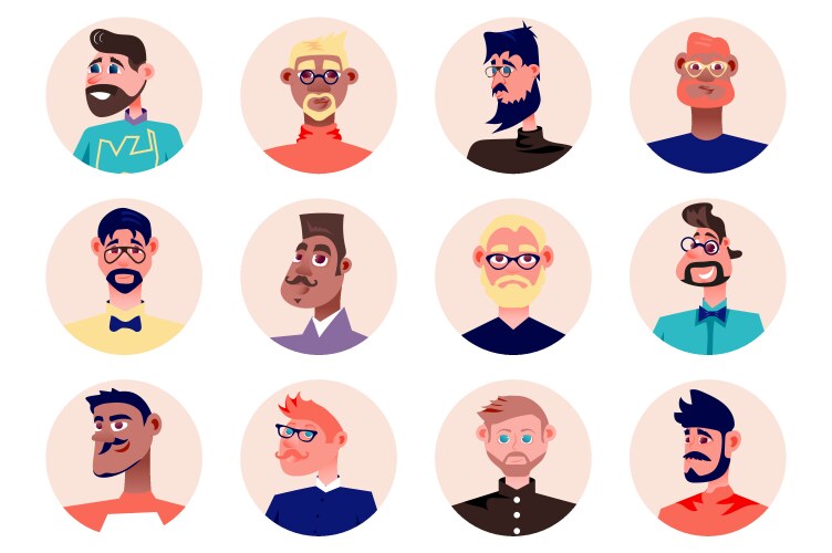 Hipster people avatars isolated set diverse vector image