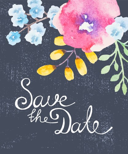 invitation card with watercolor flowers vector image