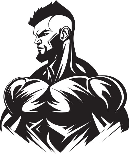 Silhouetted strength monochrome bodybuilder vector image