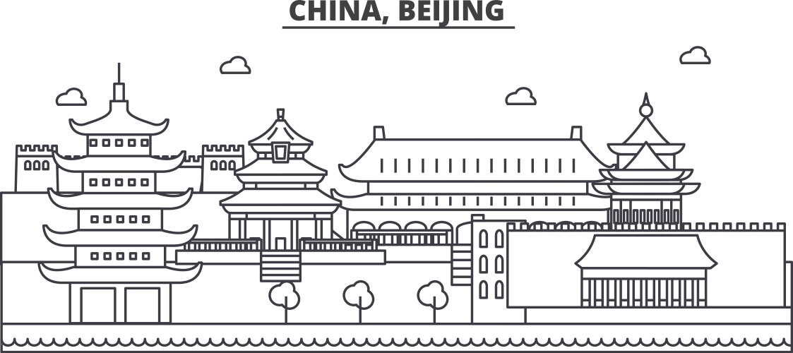 China beijing architecture line skyline vector image