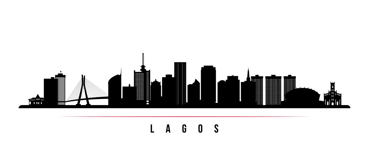 Lagos skyline horizontal banner vector image