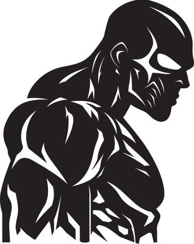 Sculpted power monochrome bodybuilder strength vector image