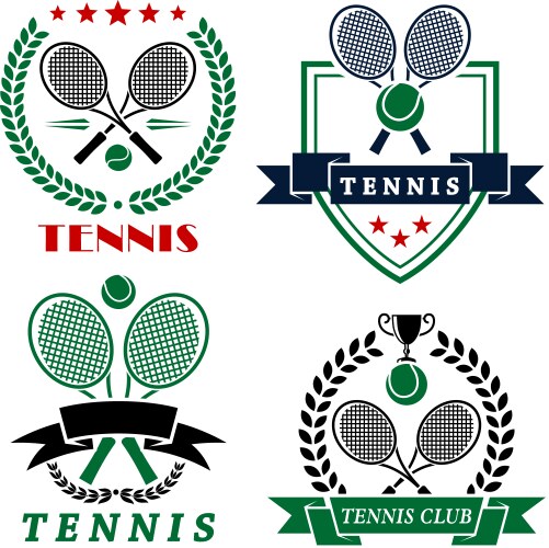 tennis club logo with crossed rackets and balls vector image