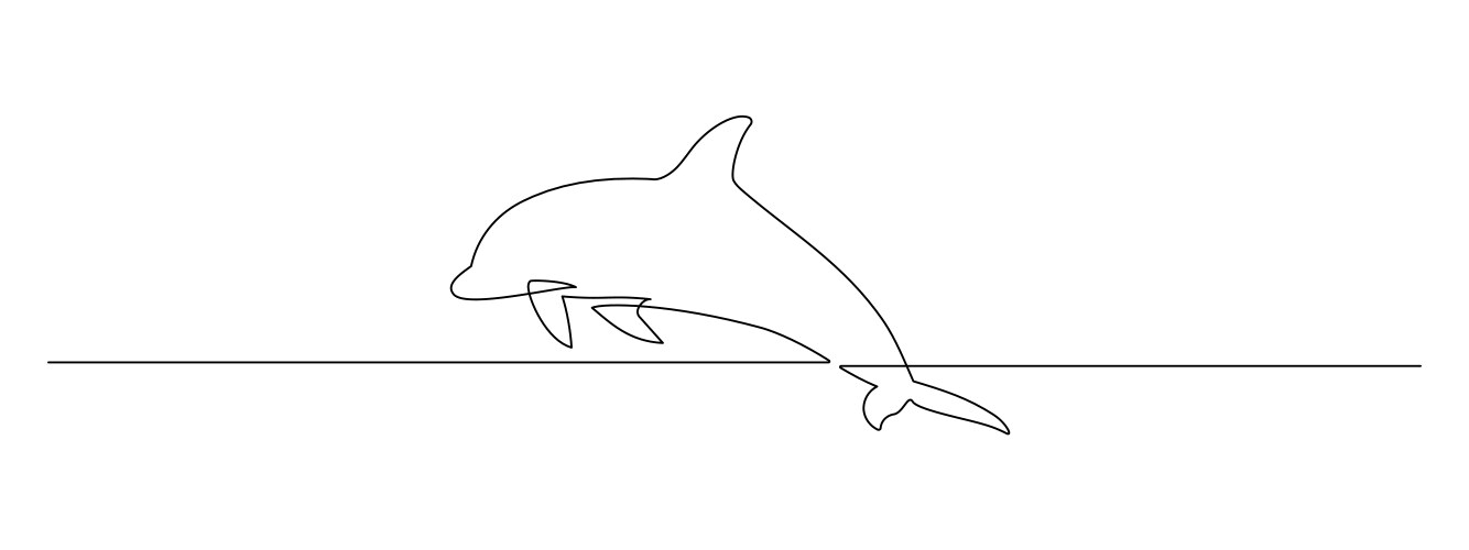 one continuous line drawing of dolphin sea animal vector image