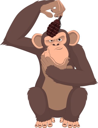 Monkey with a grenade vector image