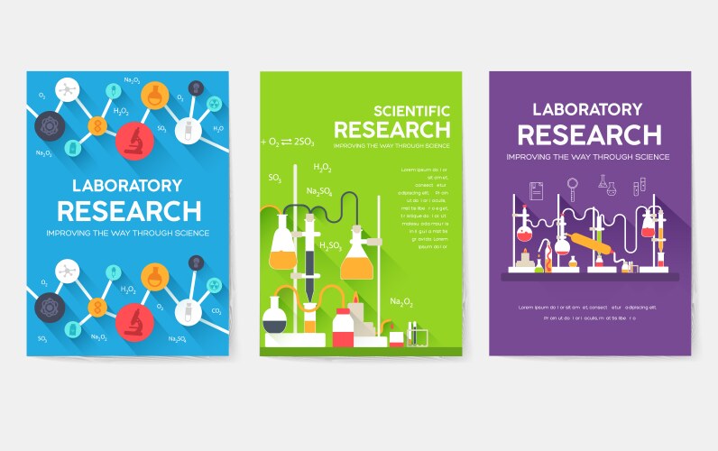 Science information cards set laboratory template vector image