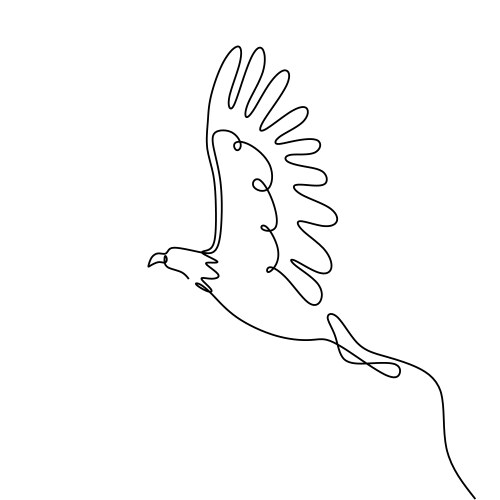 single one line drawing eagle bird flying vector image