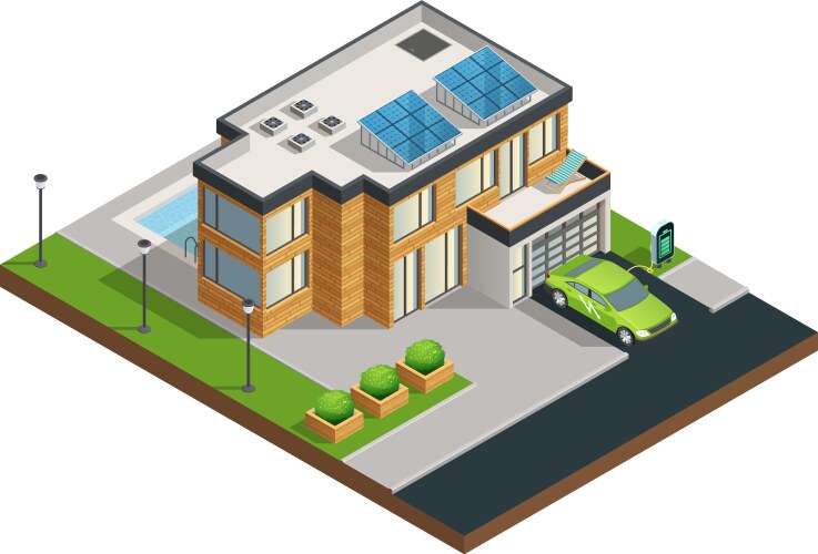 green eco house isometric vector image