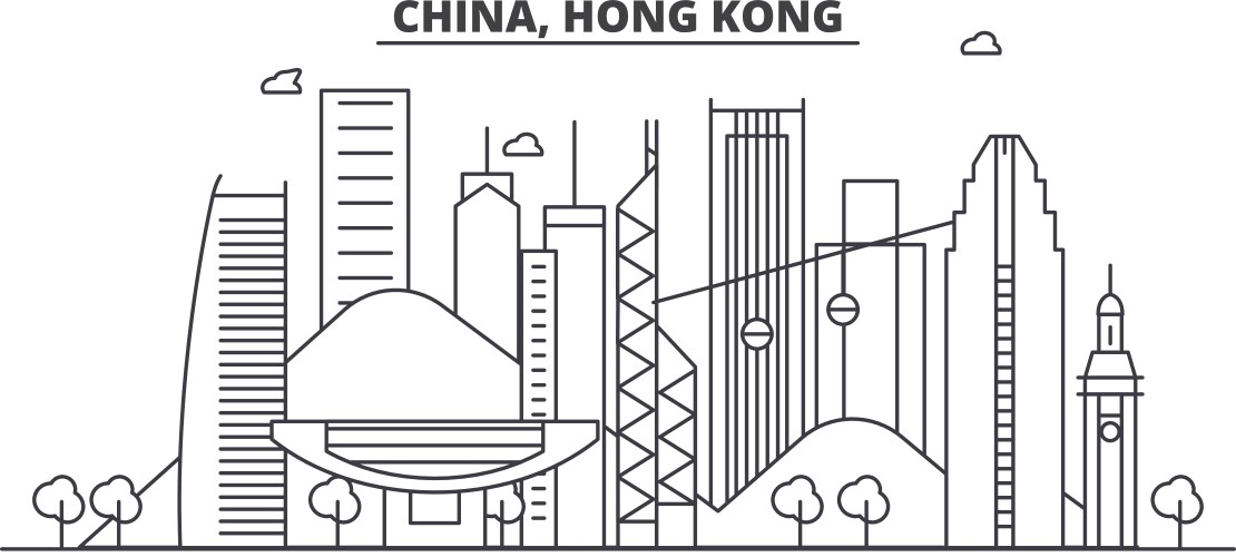 china hong kong architecture line skyline vector image