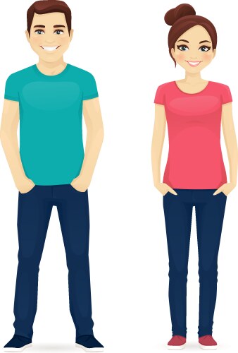 Young people in casual clothes vector image