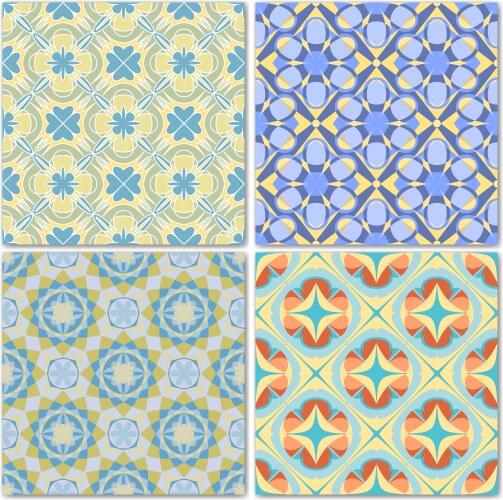 Set of 4 decorative mosaic seamless patterns vector image