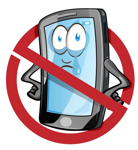 Mobile cell phone in cartoon style inside red vector image