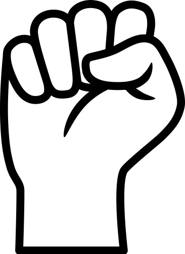 Raised fist - courage and strength line icon vector image