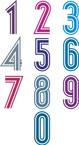 Funky retro stripes numbers set vector image