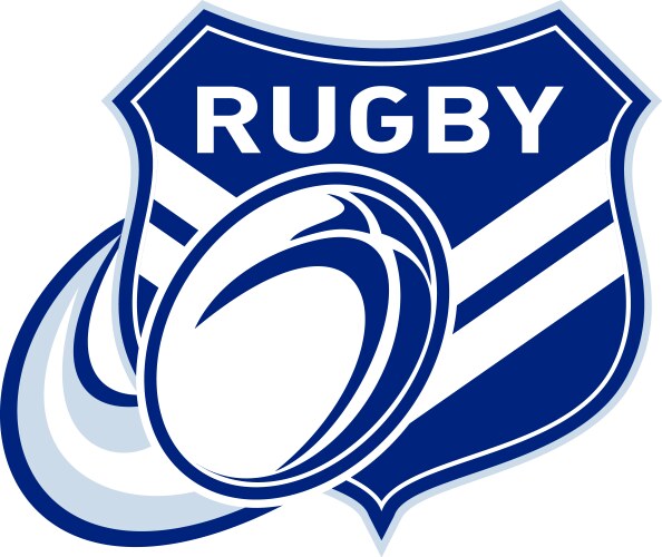 Rugby ball flying with shield vector image