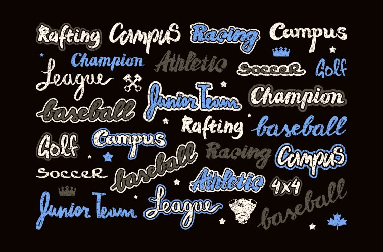 set lettering for sticker and t-shirt vector image