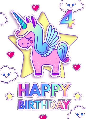 Happy birthday card template with cute magic vector image