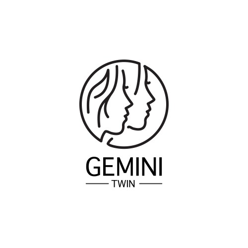 Twin girl gemini inside circle line art style vector image