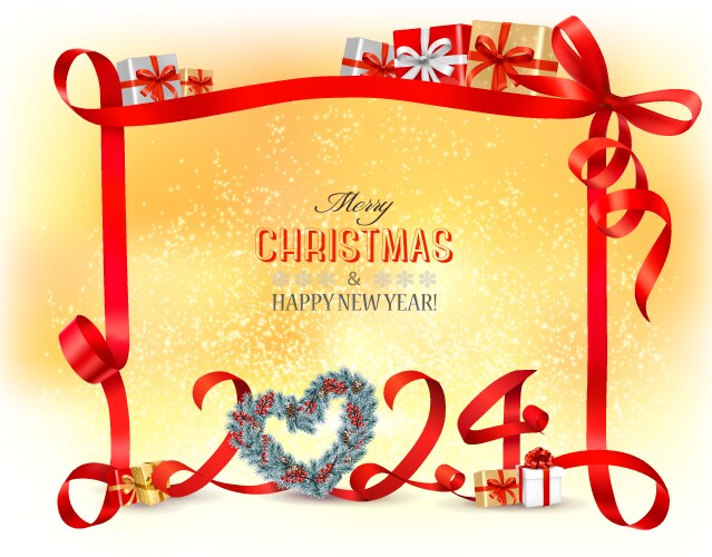 Merry christmas and happy new year background vector image