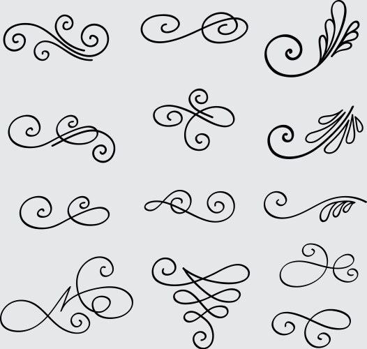 set of calligraphic elements for design vector image