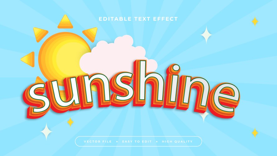 colorful sunshine 3d editable text effect - font vector image