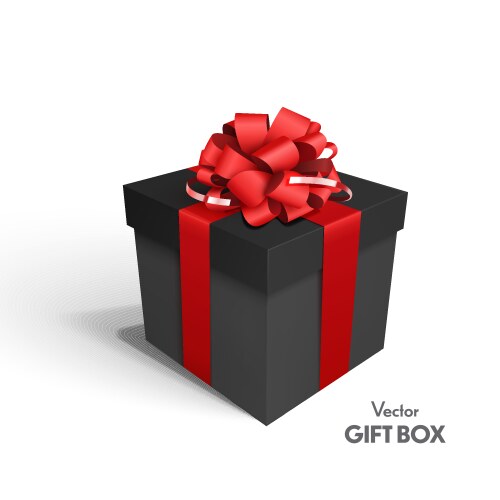 Gift box with red ribbon and bow vector image