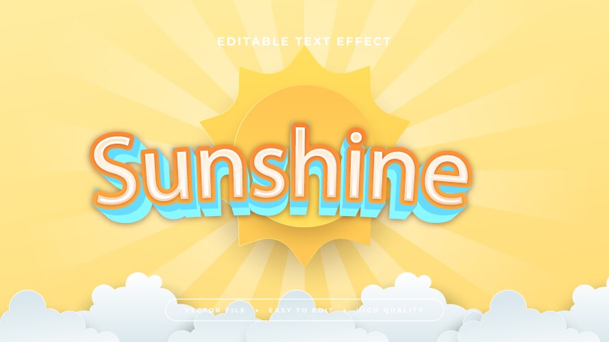 orange blue and white sunshine 3d editable text vector image