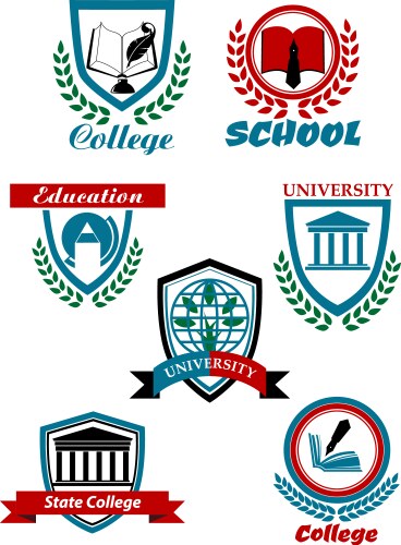 Heraldic emblems for school college university vector image