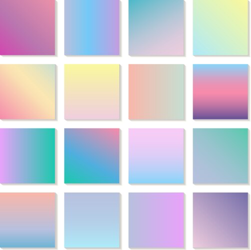 Set of holographic modern gradients vector image