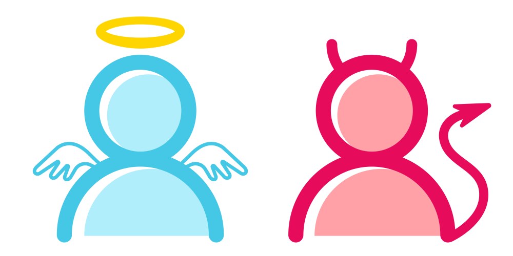 Angel and devil in flat style vector image