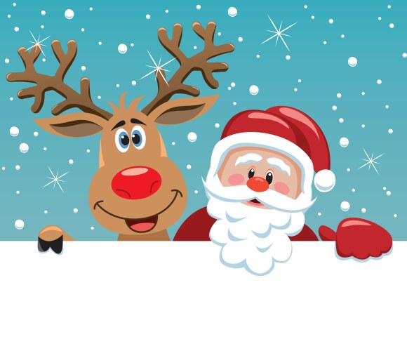 Santa claus and rudolph deer vector image