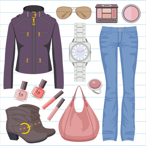 Fashion set with jeans and a jacket vector image