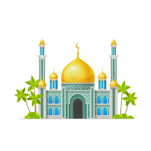 muslim mosque building icon islam religion house vector image