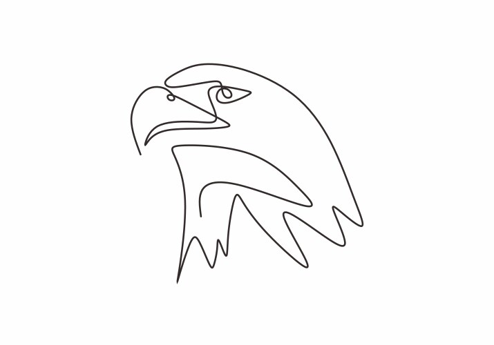 Continuous line drawing of eagle or falcon head vector image