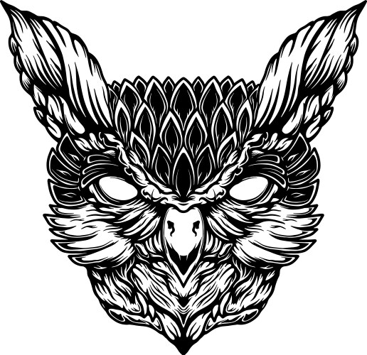 owl head in engraving style design element vector image