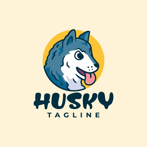 Husky dog head logo mascot cartoon character vector image