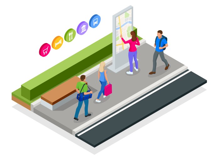 Isometric town map with gps navigation mobile vector image