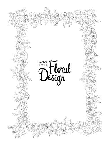 Floral border made with sketchy flowers vector image