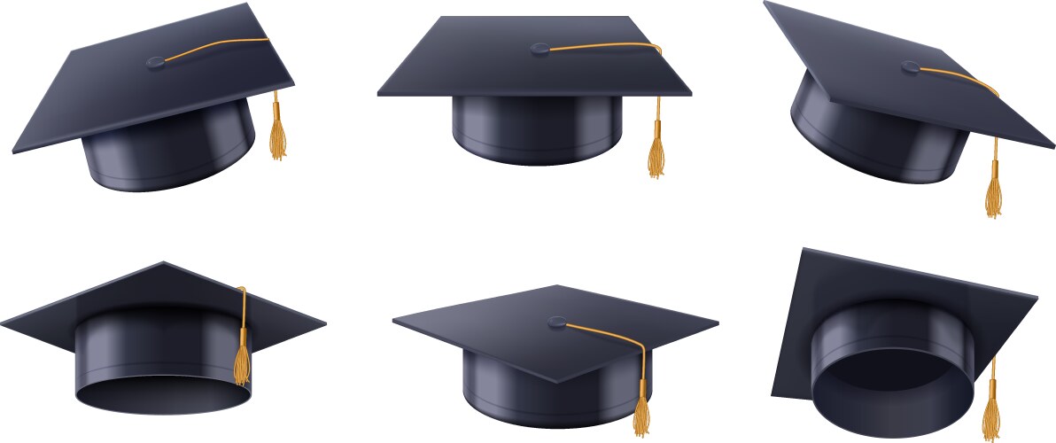 Realistic graduate cap graduation university vector image